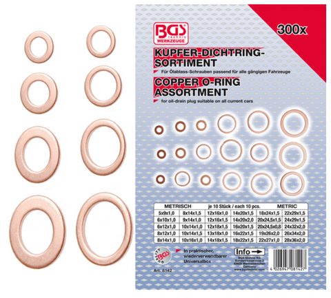 300-piece Copper Washer O-Ring Assortment