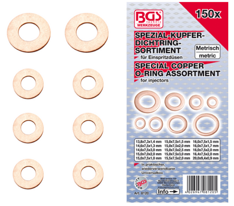 Injectors Copper Ring Assortment, 150 pcs.